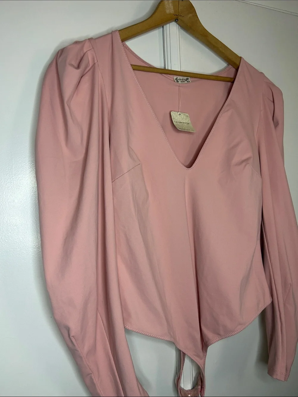 Free People Intimately Pink Puff Sleeve Bodysuit